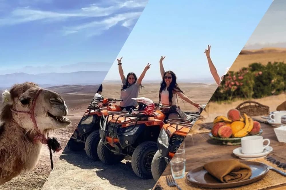Experiencia de Día en el Desierto de Agafay – Paseo en Camello + Quad + Almuerzo